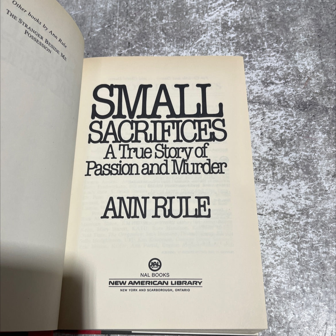 small sacrifices book, by Ann Rule, 1987 Hardcover image 2