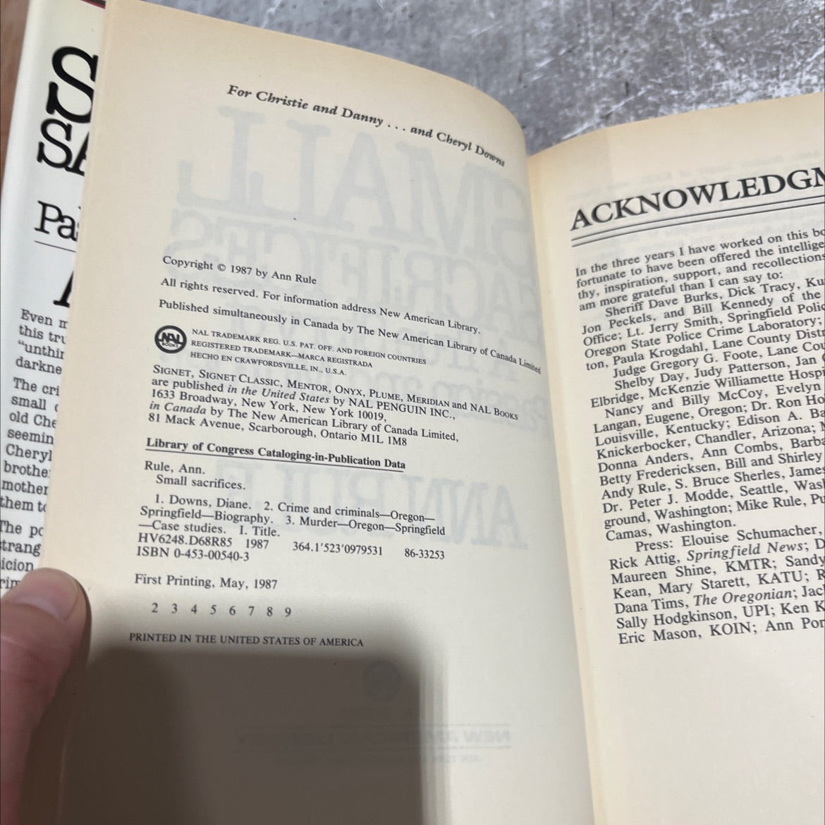 small sacrifices book, by Ann Rule, 1987 Hardcover image 3