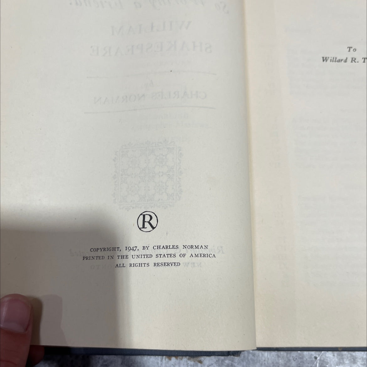 so worthy a friend: william shakespeare book, by charles norman, 1947 Hardcover image 3