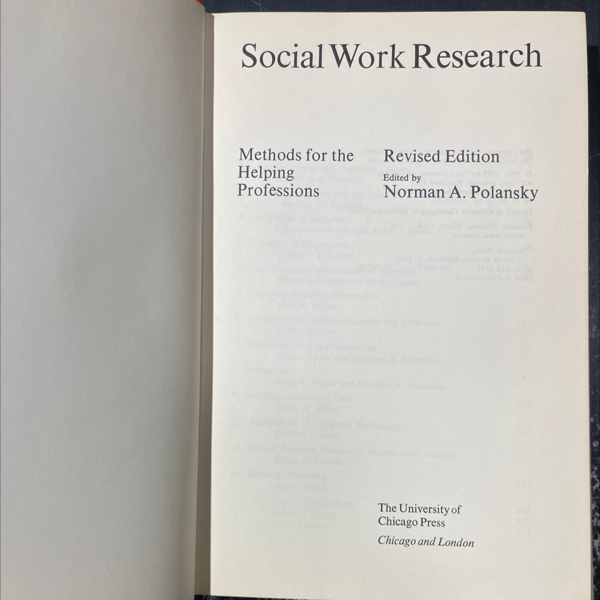 social work research book, by Norman A. Polansky, 1975 Hardcover image 2