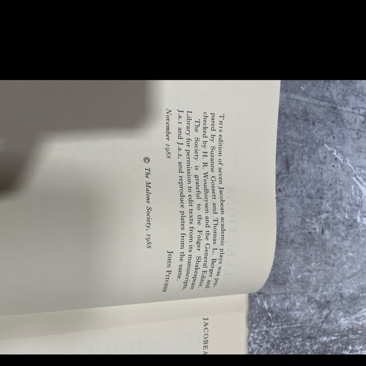 society t the house collections volume xiv the malone society book, by suzanne gossett, thomas l. berger, 1988 Hardcover image 3