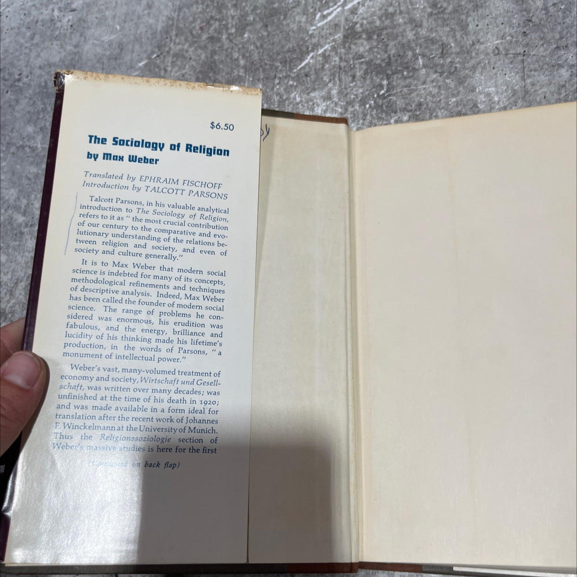 sociology of religion book, by max weber, 1963 Hardcover image 4