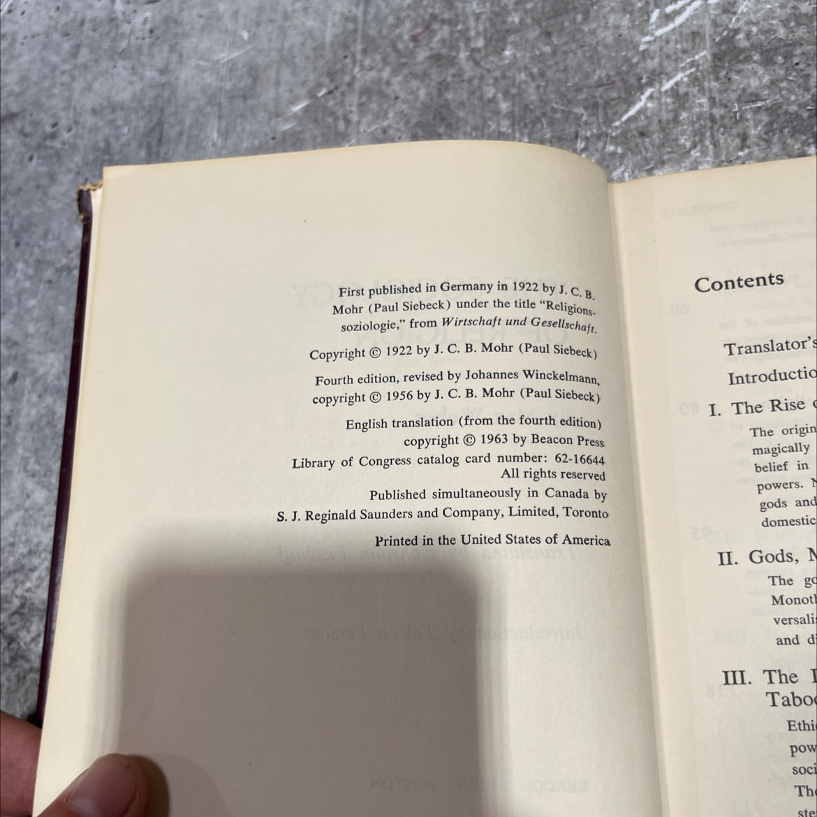 sociology of religion book, by max weber, 1963 Hardcover image 3