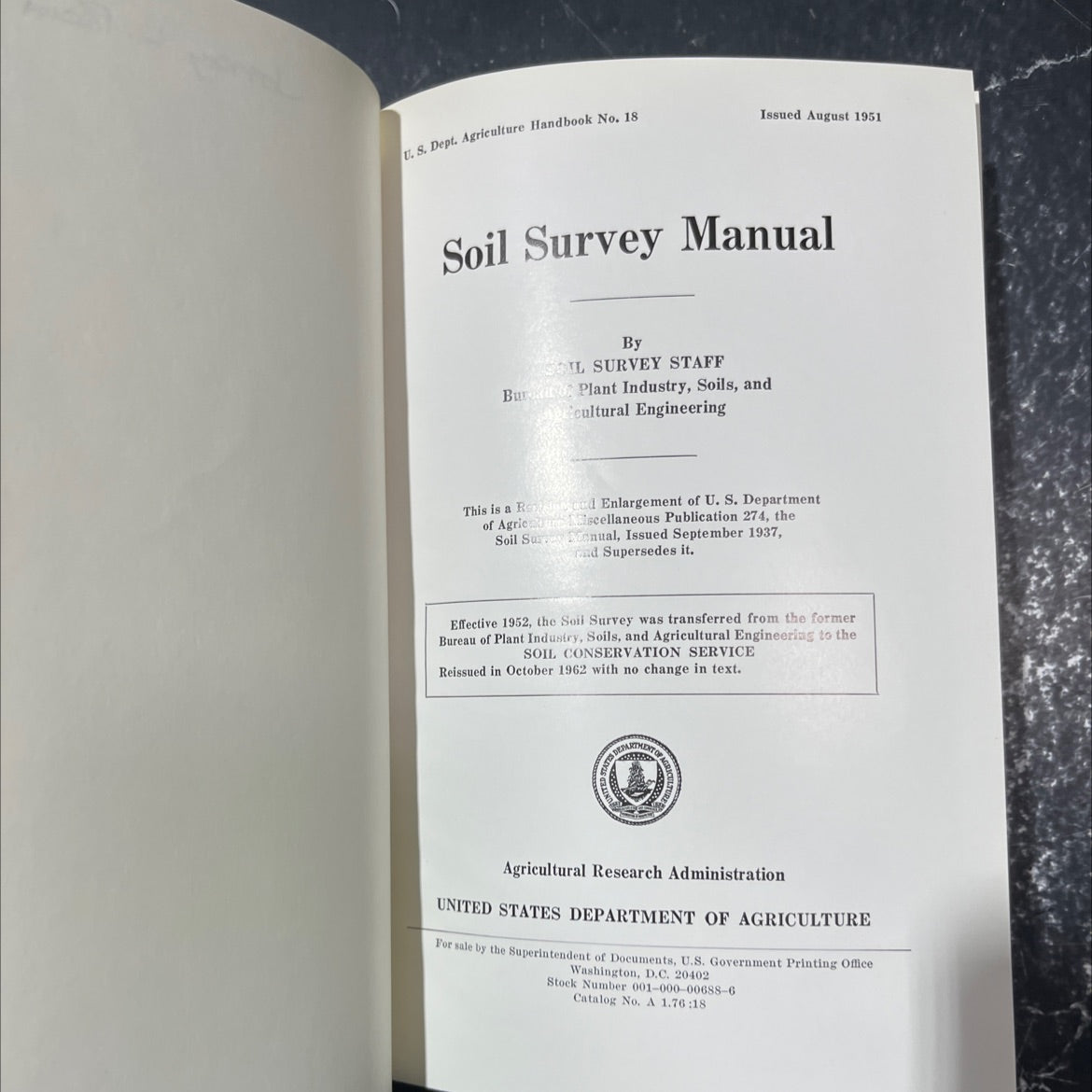 soil survey manual book, by soil survey staff, 1962 Hardcover image 3