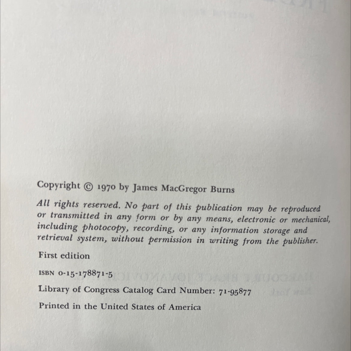 soldier of freedom book, by james macgregor burns, 1970 Hardcover image 3
