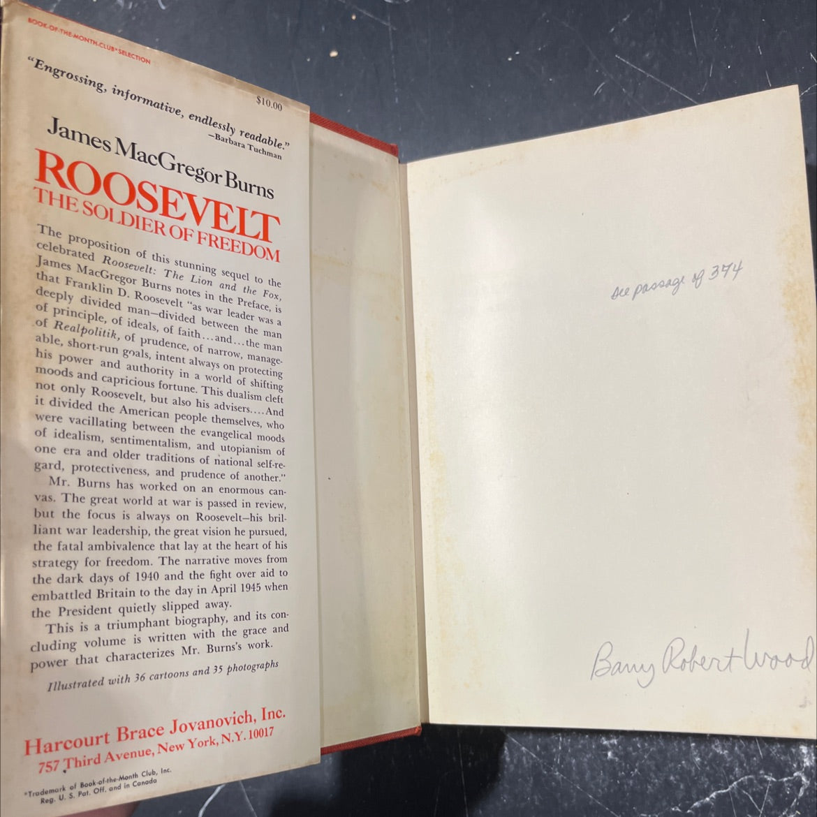 soldier of freedom book, by james macgregor burns, 1970 Hardcover image 4