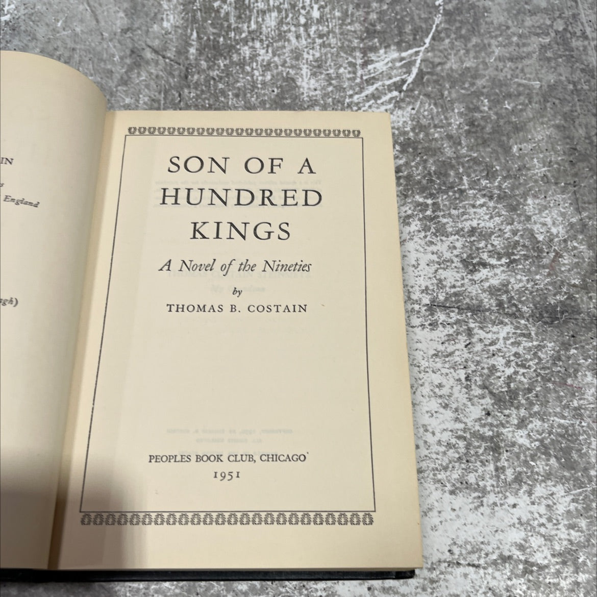 son of a hundred kings book, by thomas b. costain, 1951 Hardcover image 2