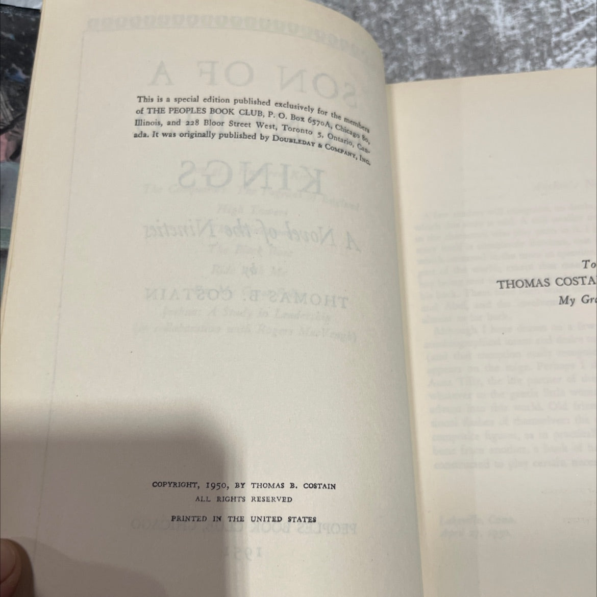 son of a hundred kings book, by thomas b. costain, 1951 Hardcover image 3