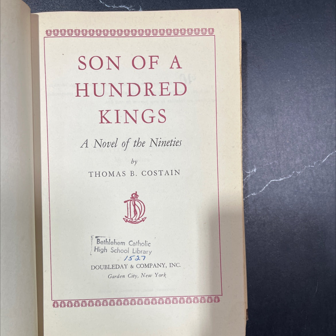 son of a hundred kings book, by thomas b. costain, 1966 Hardcover image 2