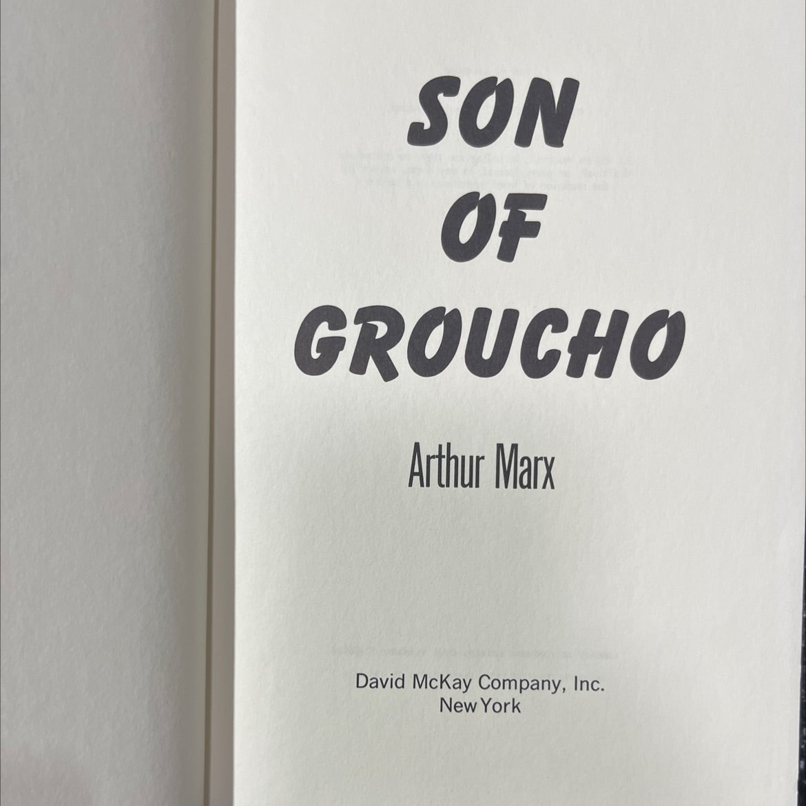 son of groucho book, by Arthur Marx, 1972 Hardcover image 2