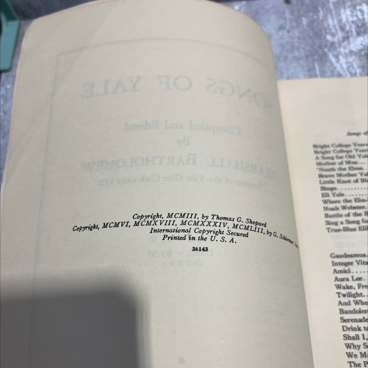 songs of yale book, by marshall bartholomew, 1953 Paperback image 3
