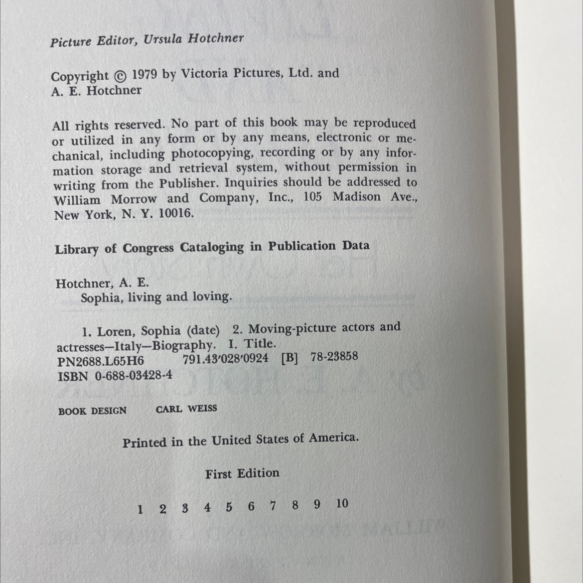 sophia, living and loving her own story book, by A. E. Hotchner, 1979 Hardcover image 3