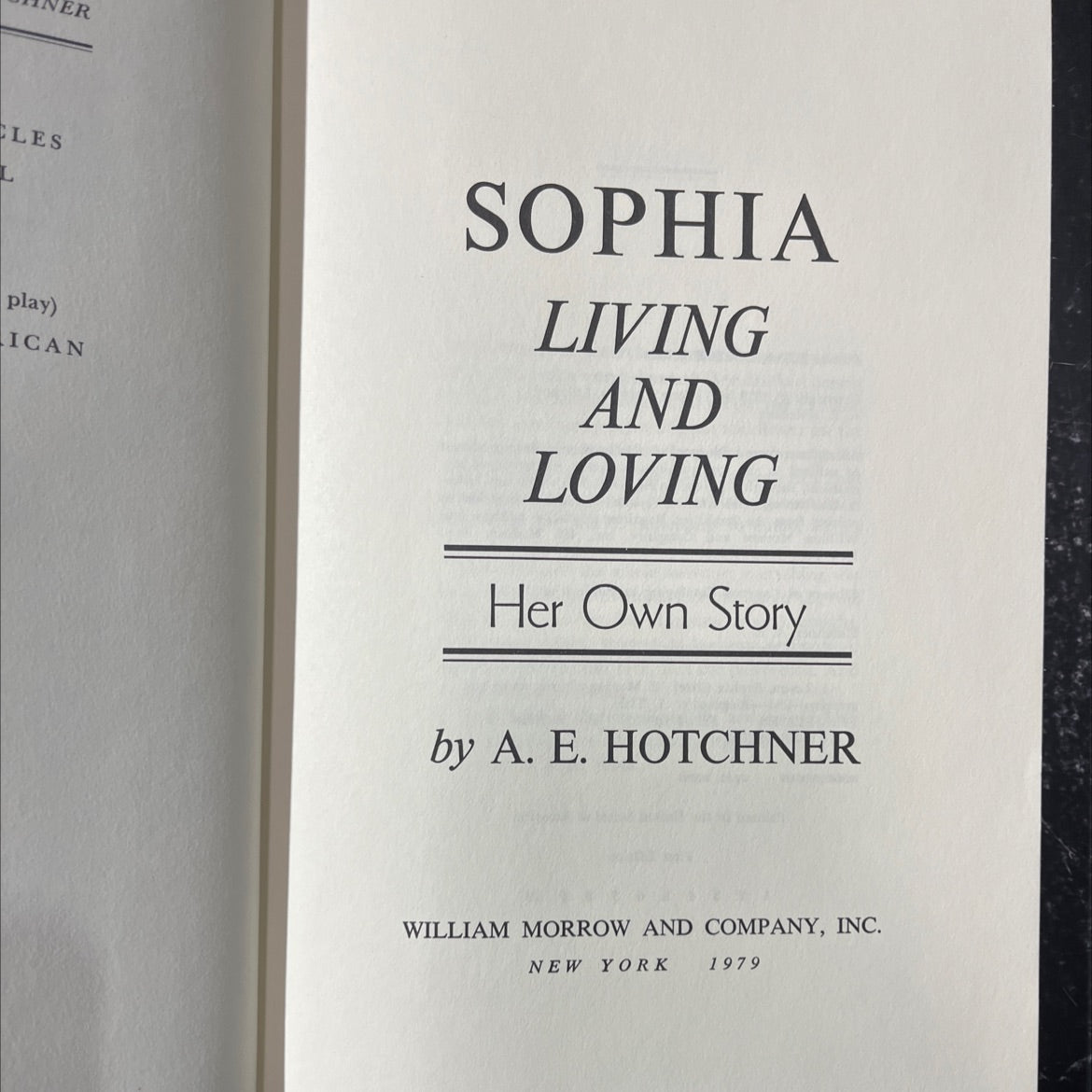 sophia, living and loving her own story book, by A. E. Hotchner, 1979 Hardcover image 2