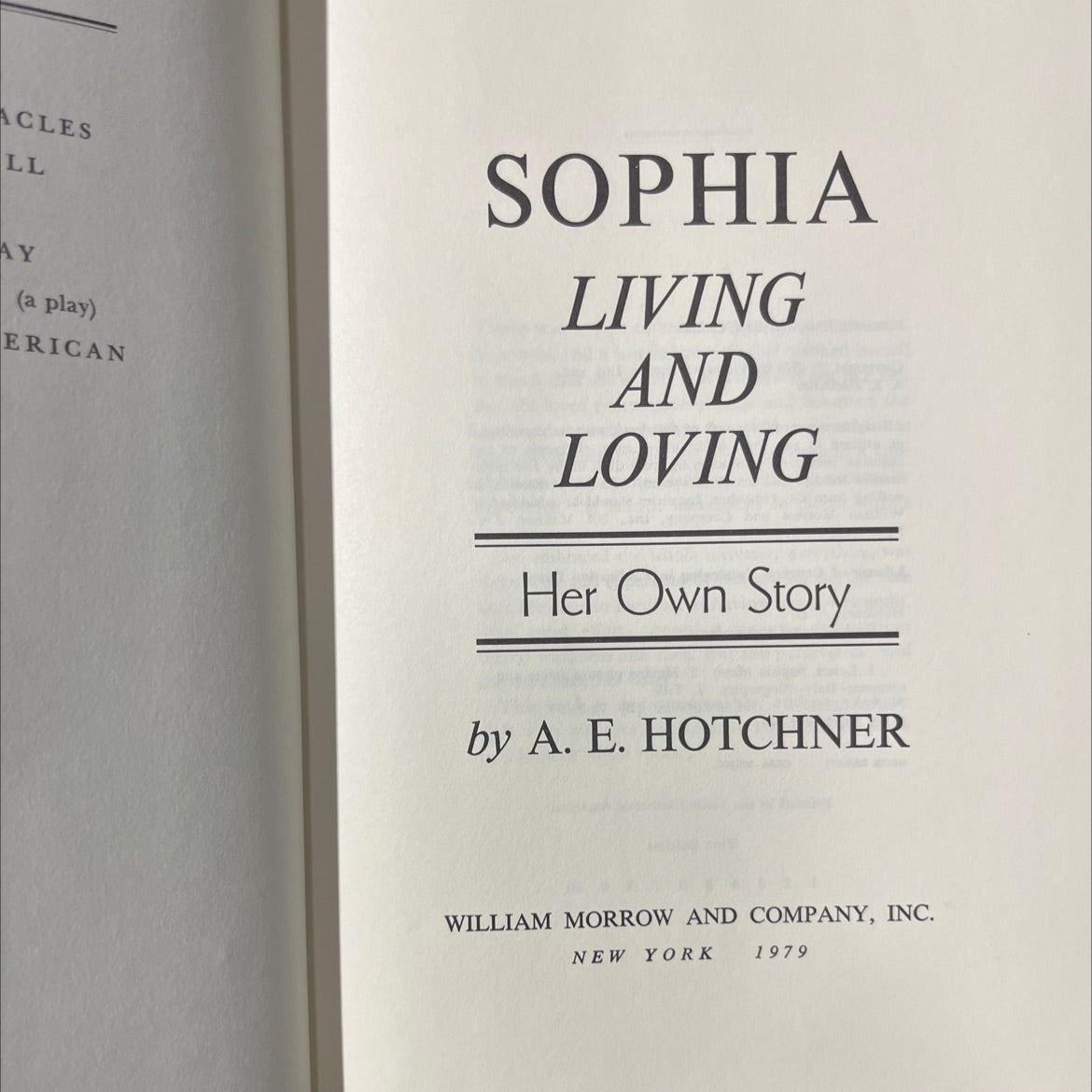 sophia living and loving her own story book, by A. E. Hotchner, 1979 Hardcover image 2