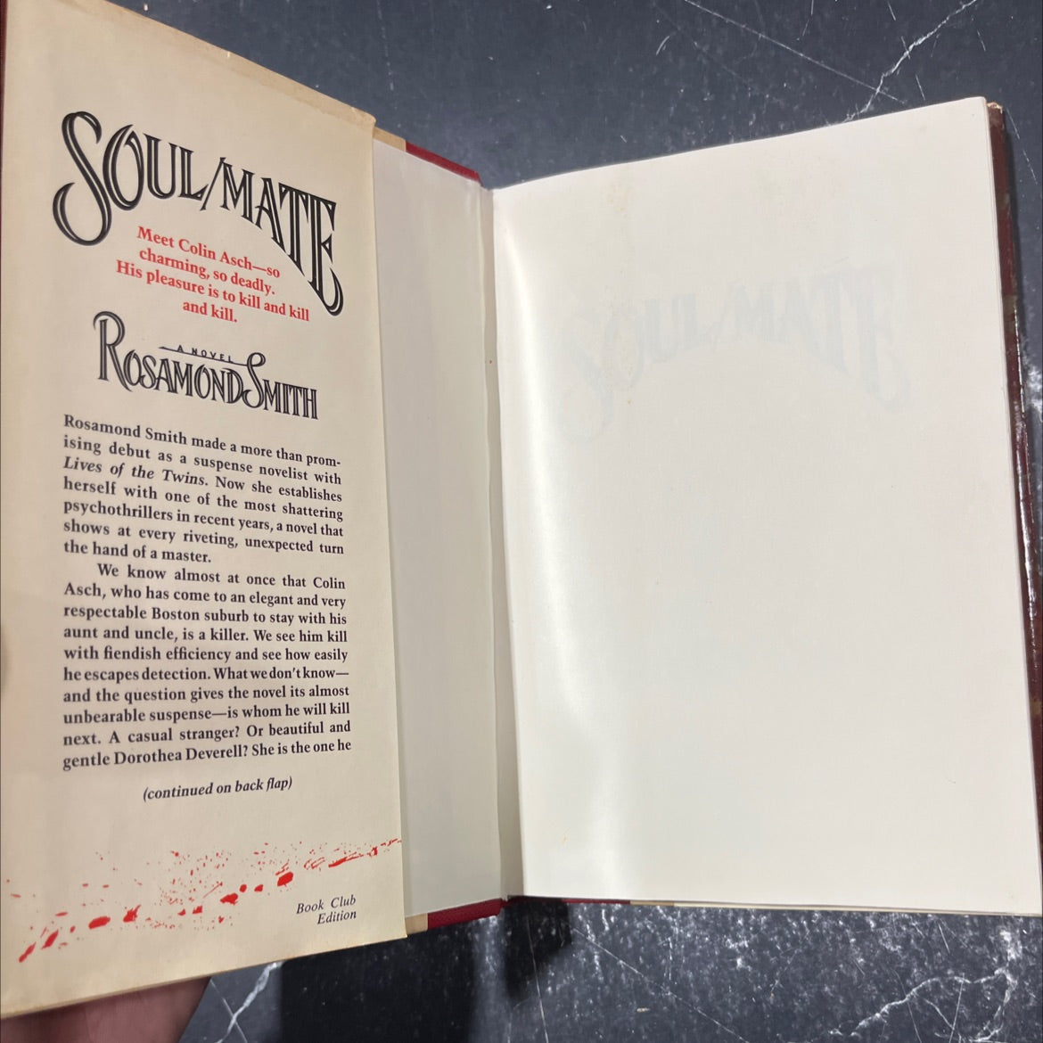 soulmate book, by rosamond smith, 1989 Hardcover image 4