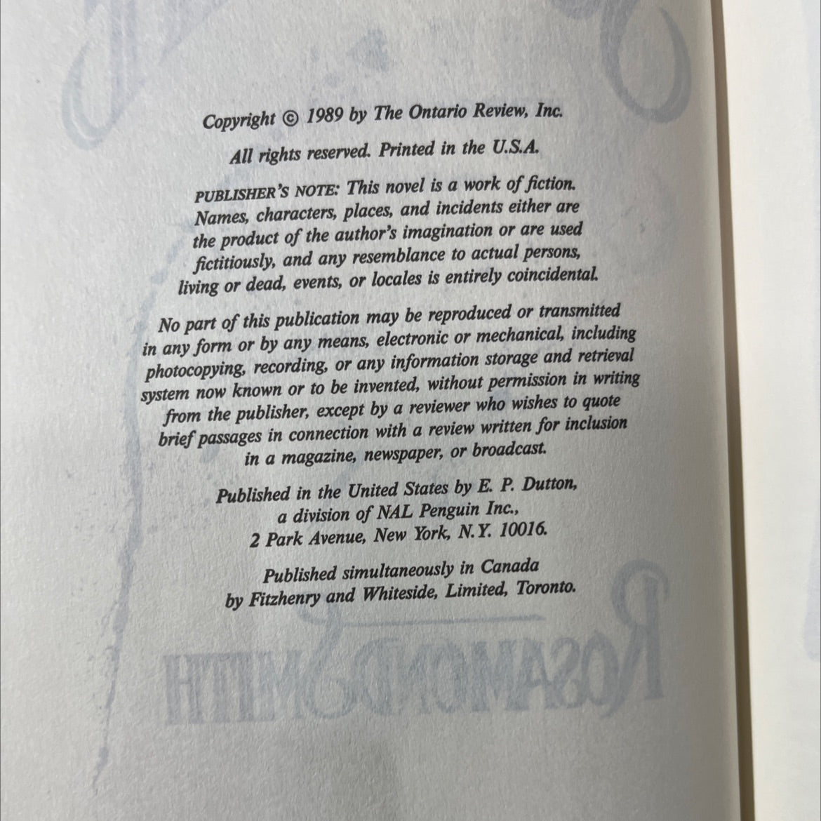 soulmate book, by rosamond smith, 1989 Hardcover image 3