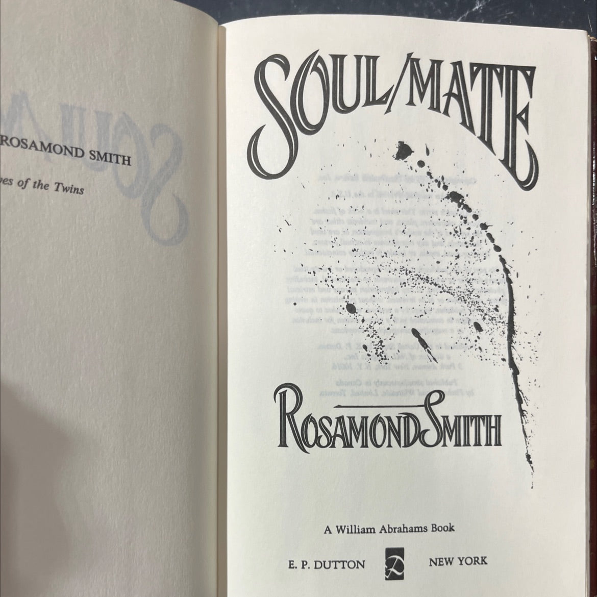 soulmate book, by rosamond smith, 1989 Hardcover image 2