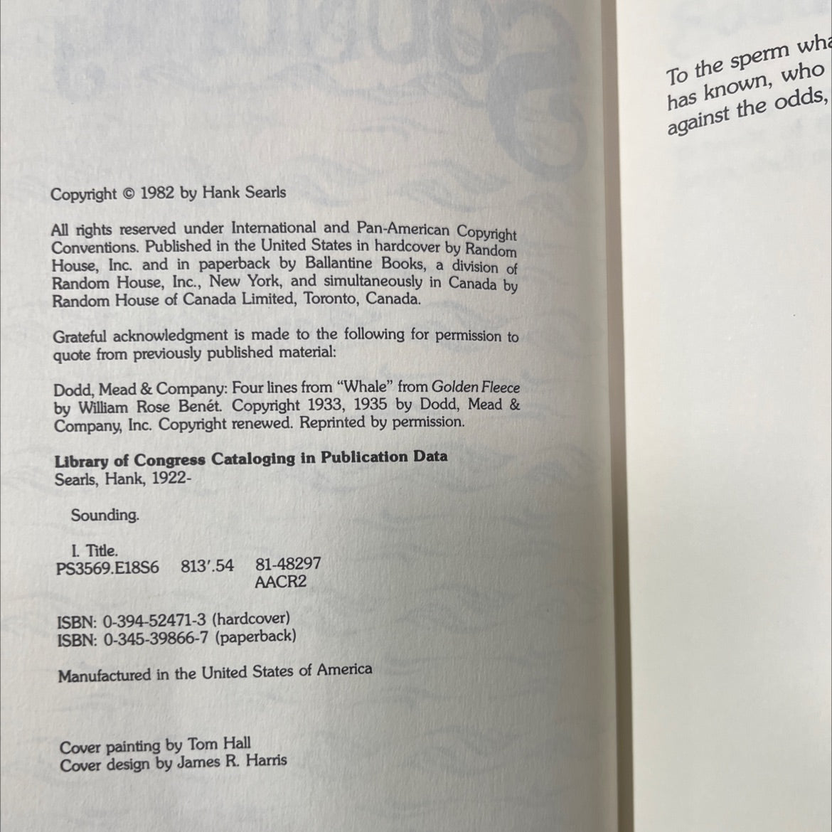 sounding book, by Hank Searls, 1982 Hardcover image 3