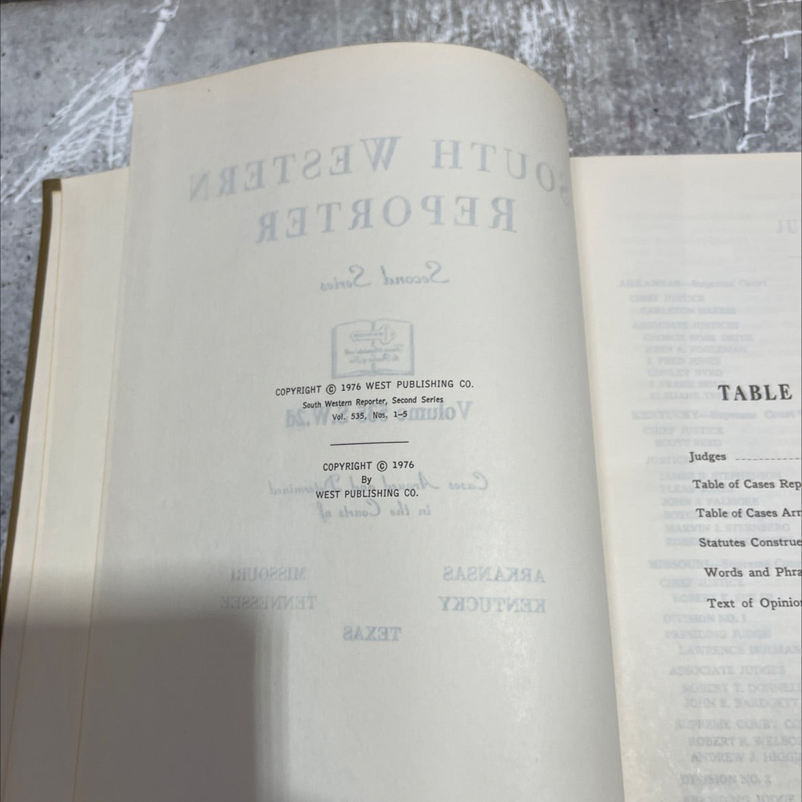 south western reporter second series volume 535 book, by unknown, 1976 Hardcover image 3