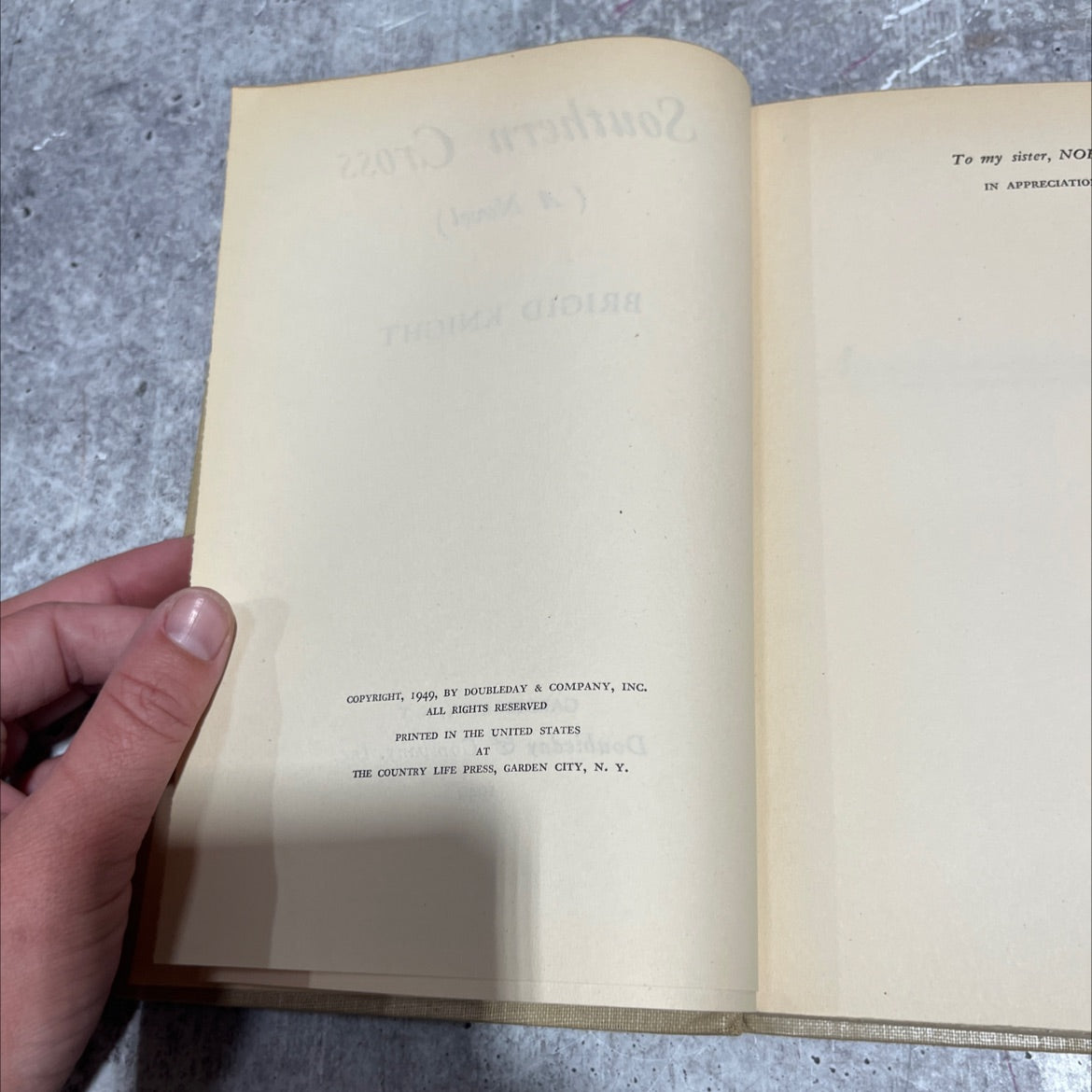 southern cross (a novel) book, by brigid knight, 1949 Hardcover image 3