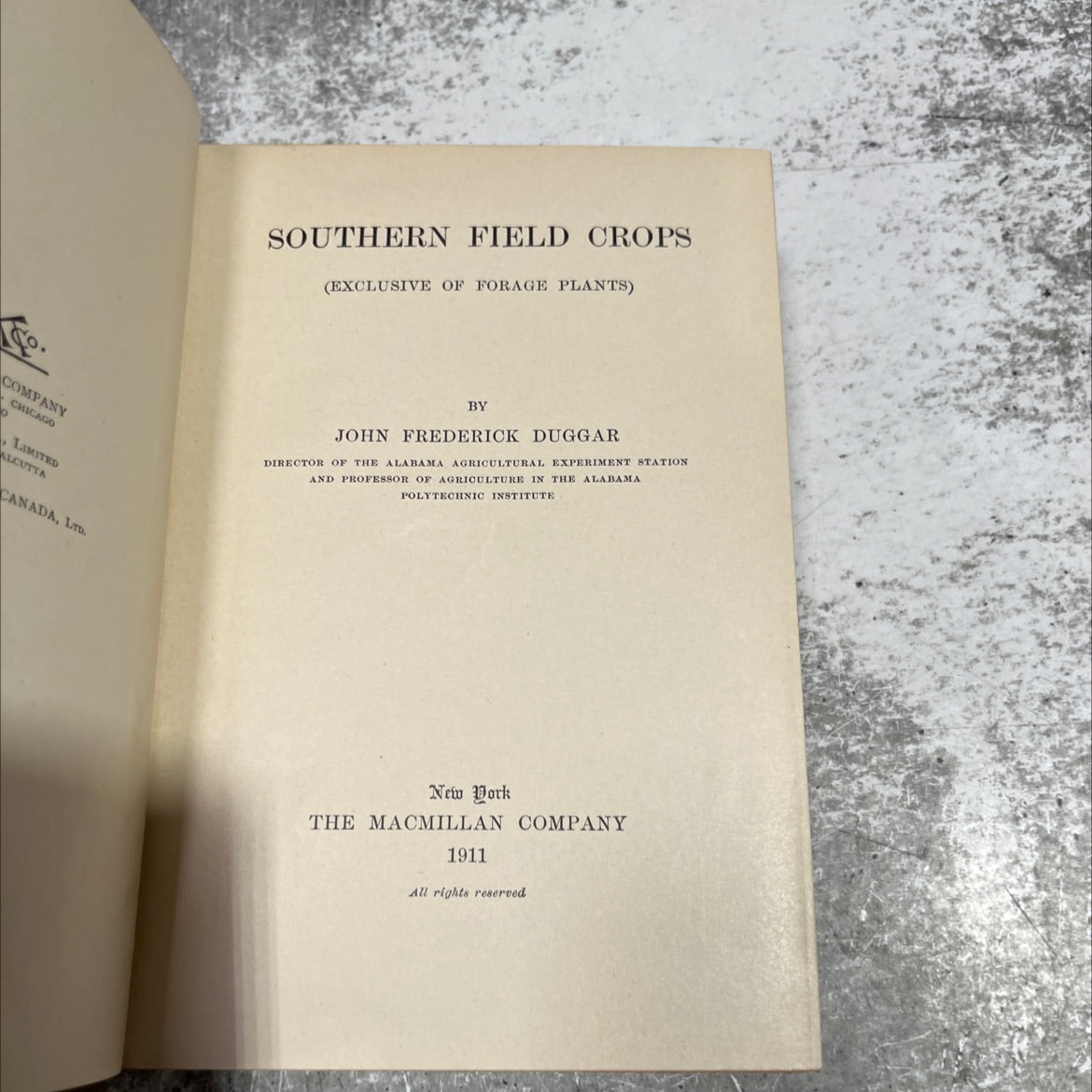southern field crops (exclusive of forage plants) book, by john frederick duggar, 1911 Hardcover image 2