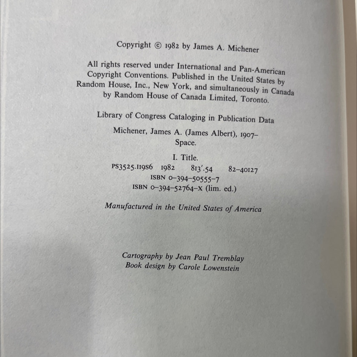 space book, by james a. michener, 1982 Hardcover image 3