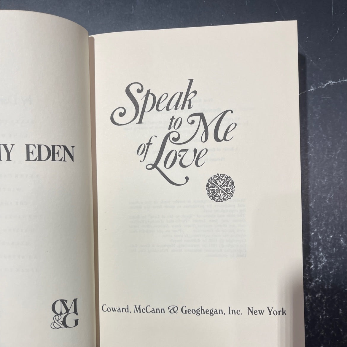 speak of me of love book, by dorothy eden, 1972 Hardcover image 2