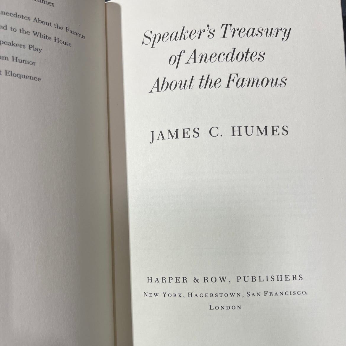 speaker's treasury of anecdotes about the famous book, by James C. Humes, 1978 Hardcover image 2
