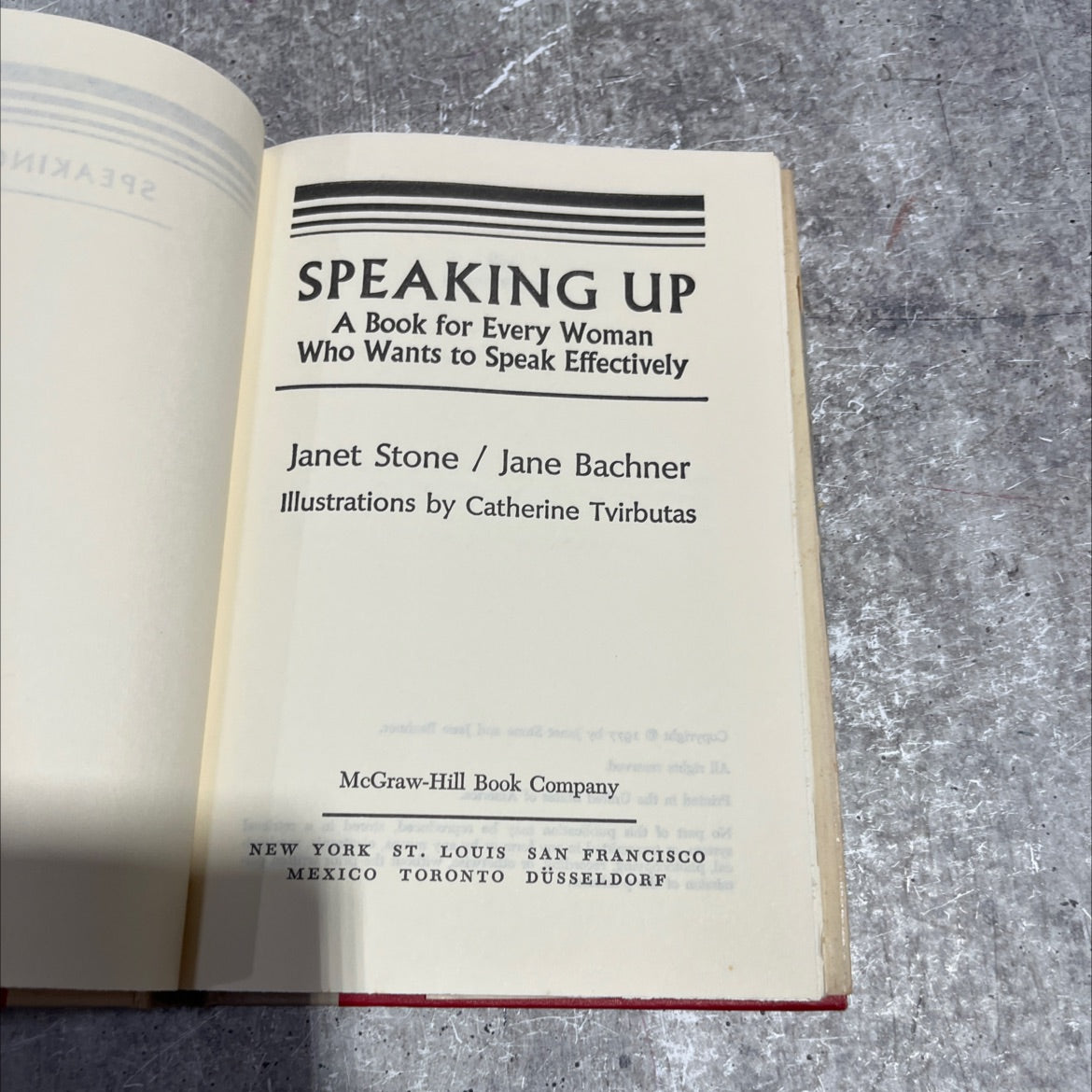 speaking up a book for every woman who wants to speak effectively book, by Janet Stone / Jane Bachner, 1977 Hardcover image 2