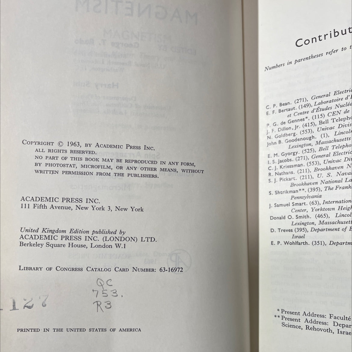 spin arrangements and crystal structure, domains, and micromagnetics book, by George T. Rado, Harry Suhl, 1963 Hardcover image 3