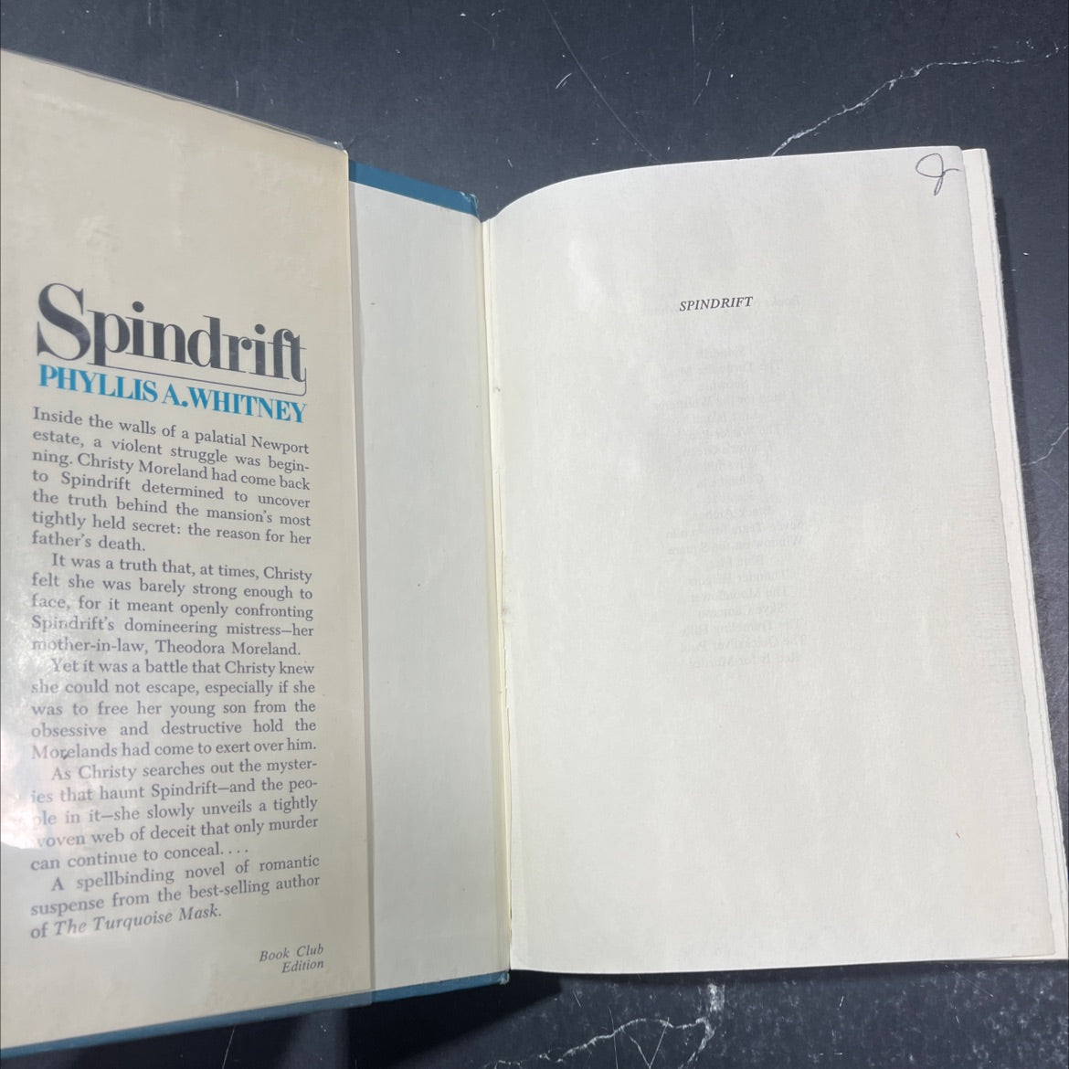 spindrift book, by Phyllis A. Whitney, 1975 Hardcover image 4