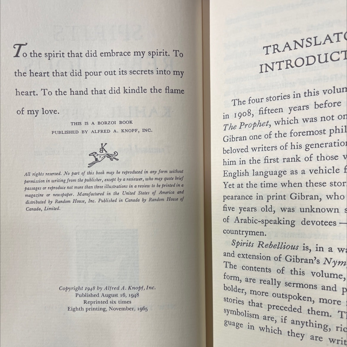 spirits rebellious book, by kahlil gibran, 1965 Hardcover image 3