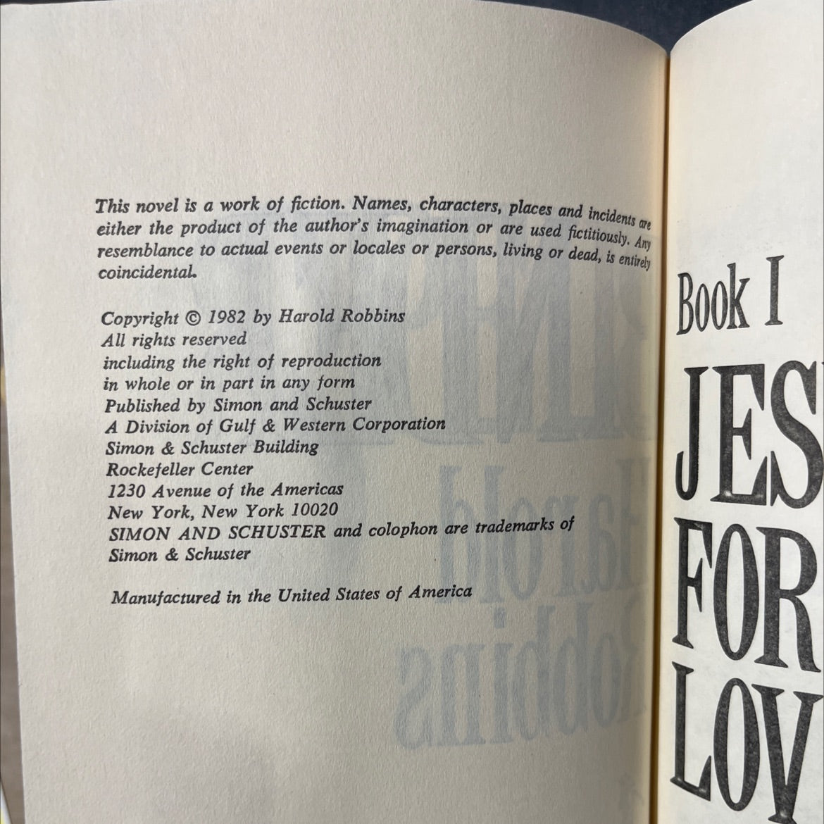 splender book, by Harold Robbins, 1982 Hardcover image 3