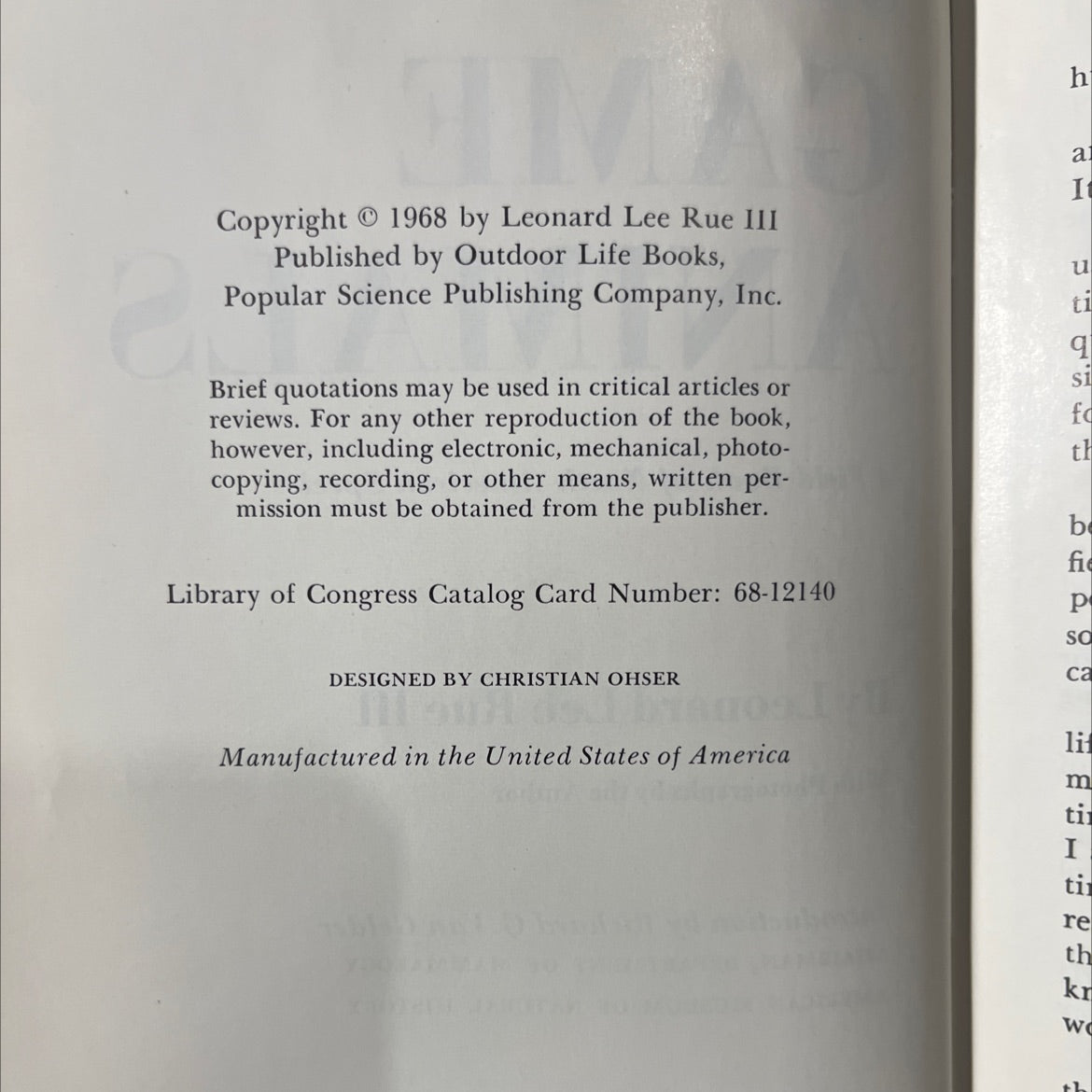 sportsman's guide to game animals a field book of north american species book, by Leonard Lee Rue III, 1968 Hardcover image 3