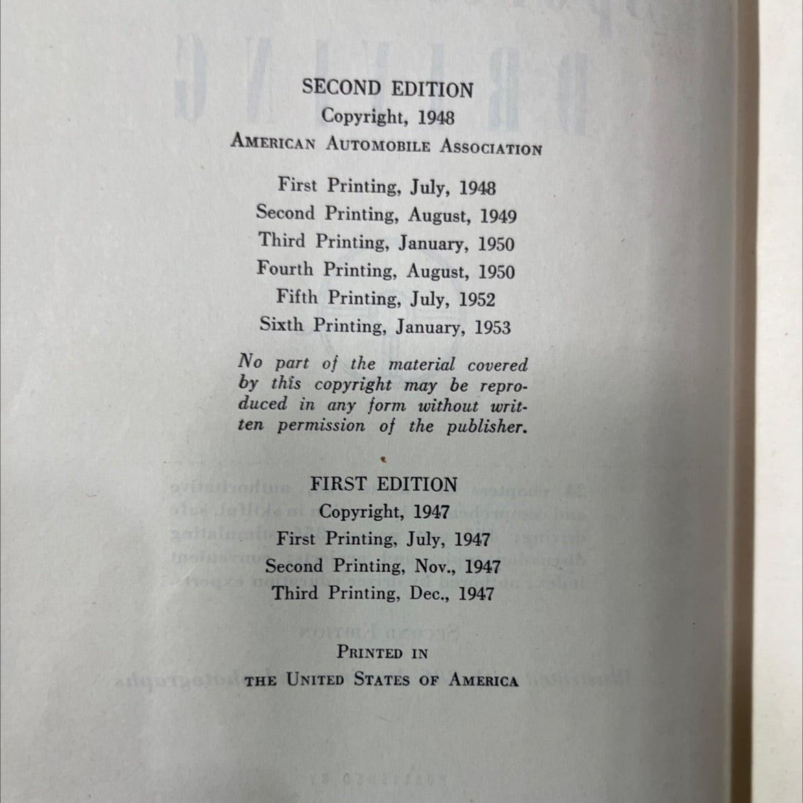 sportsmanlike driving book, by unknown, 1948 Hardcover image 3