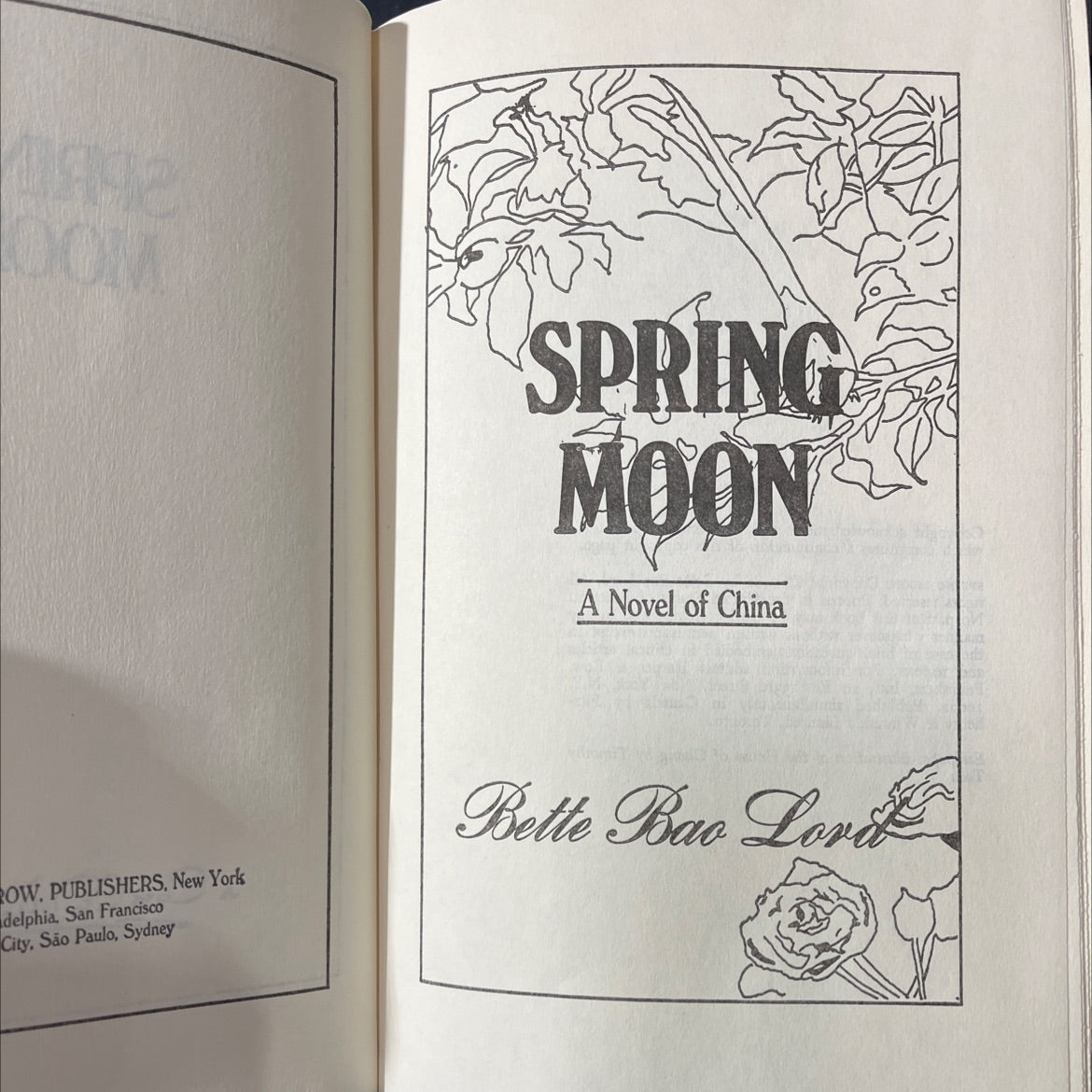 spring moon book, by Bette Bao Lord, 1981 Hardcover image 2