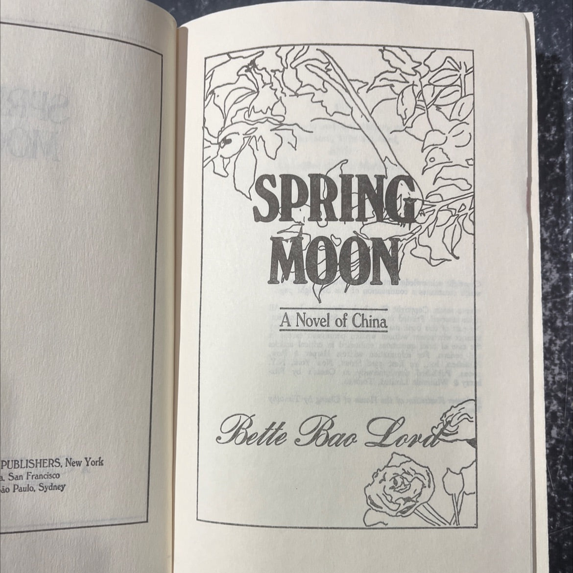 spring moon book, by Bette Bao Lord, 1981 Hardcover image 2