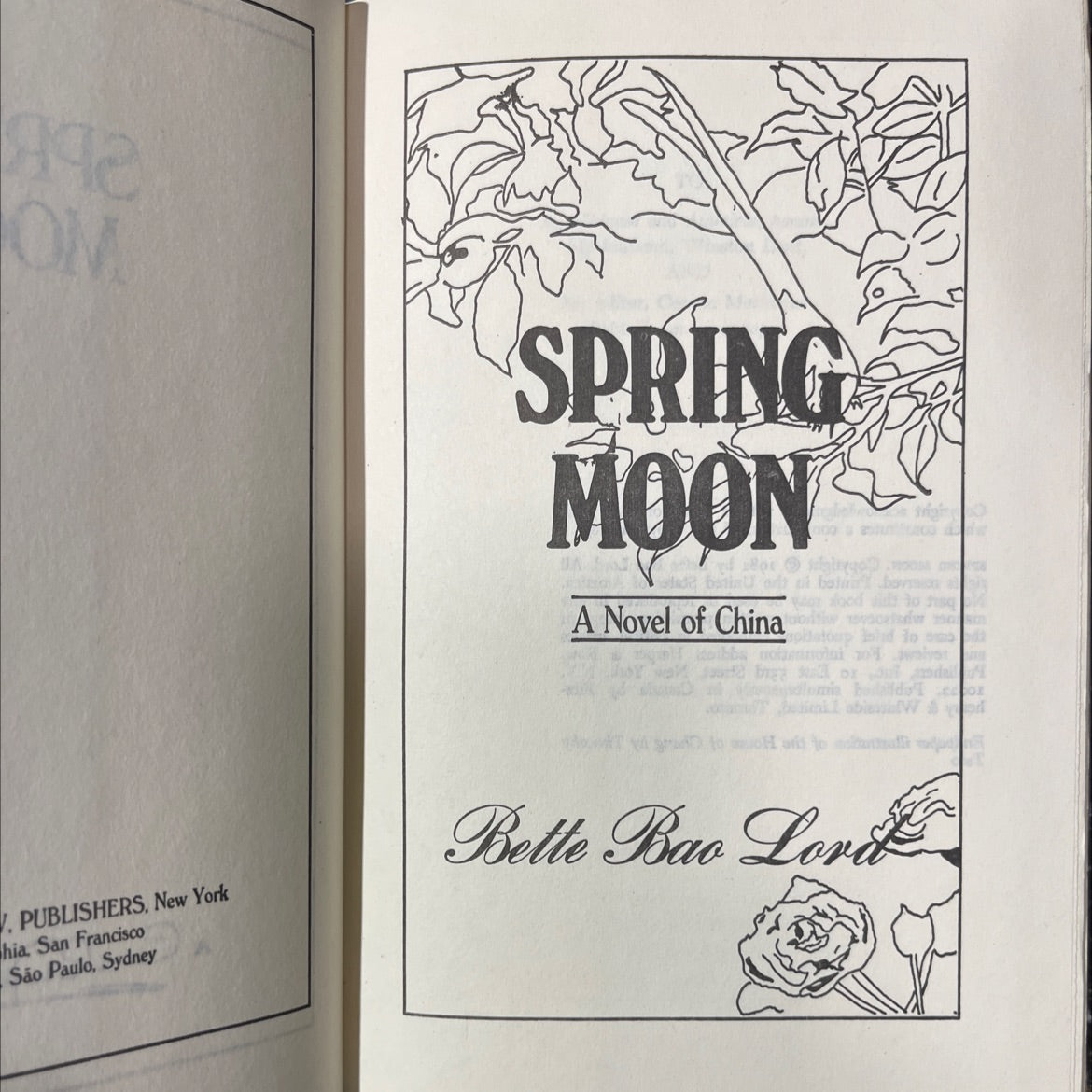 spring moon book, by Bette Bao Lord, 1992 Hardcover image 2