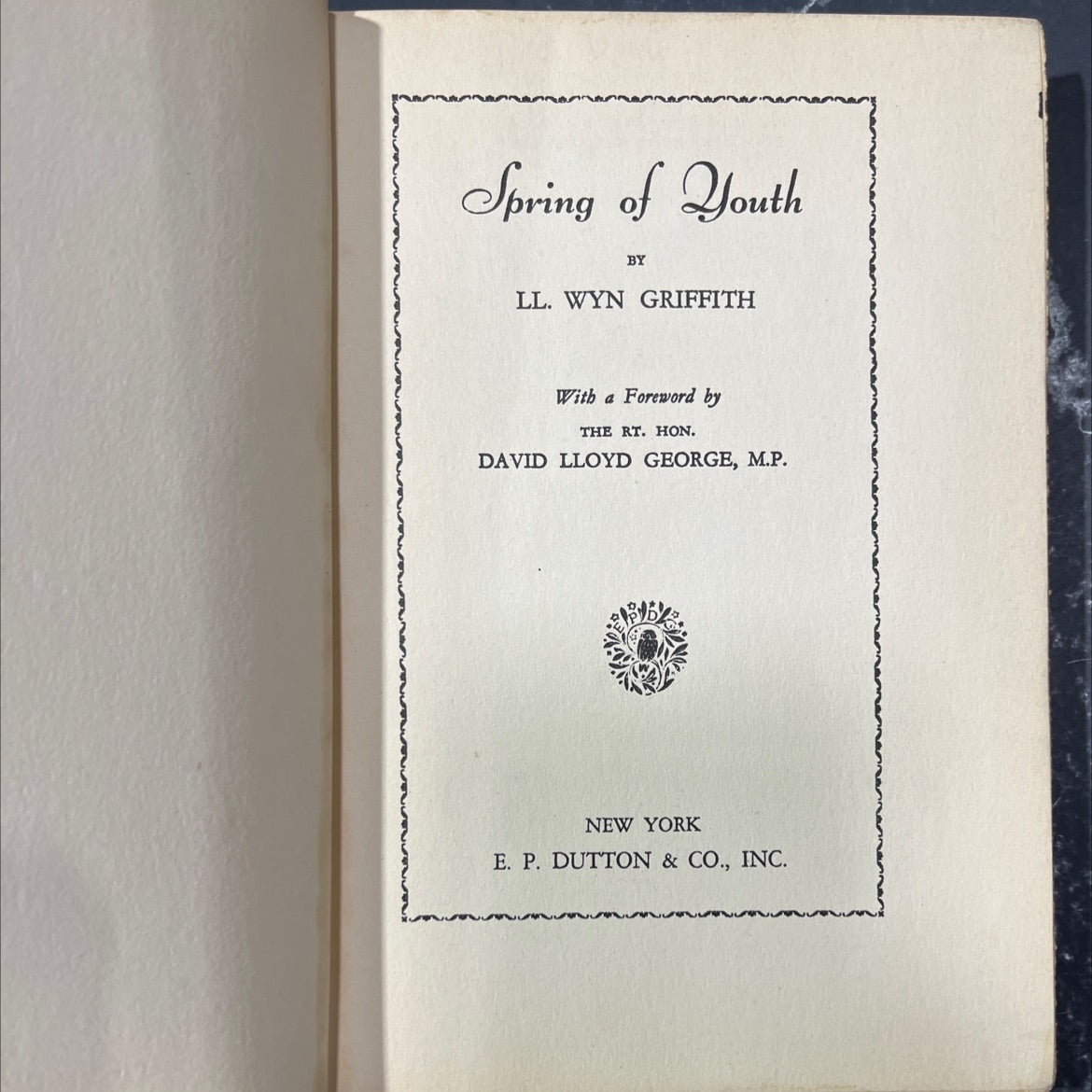 spring of youth book, by ll. wyn griffith, 1935 Hardcover image 2
