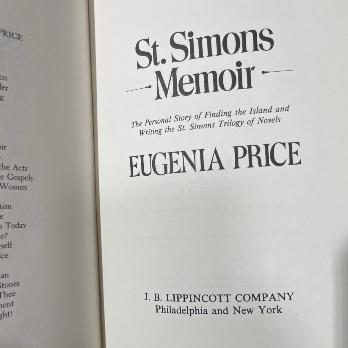 st. simons memoir book, by eugenia price, 1978 Hardcover image 2