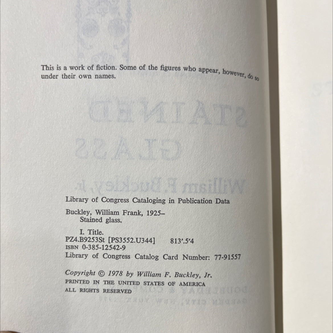 stained glass book, by William F. Buckley, Jr., 1978 Hardcover image 3