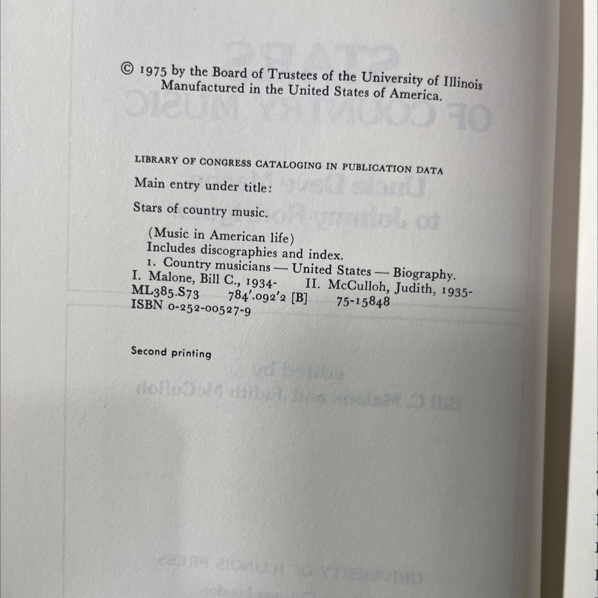 stars of country music uncle dave macon to johnny rodriguez book, by Bill C. Malone, Judith McCulloh, 1975 Hardcover image 3