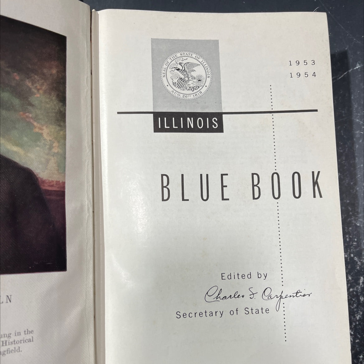 state of illinois blue book 1953 1954 book, by Charles S. Carpenter, 1954 Hardcover image 2