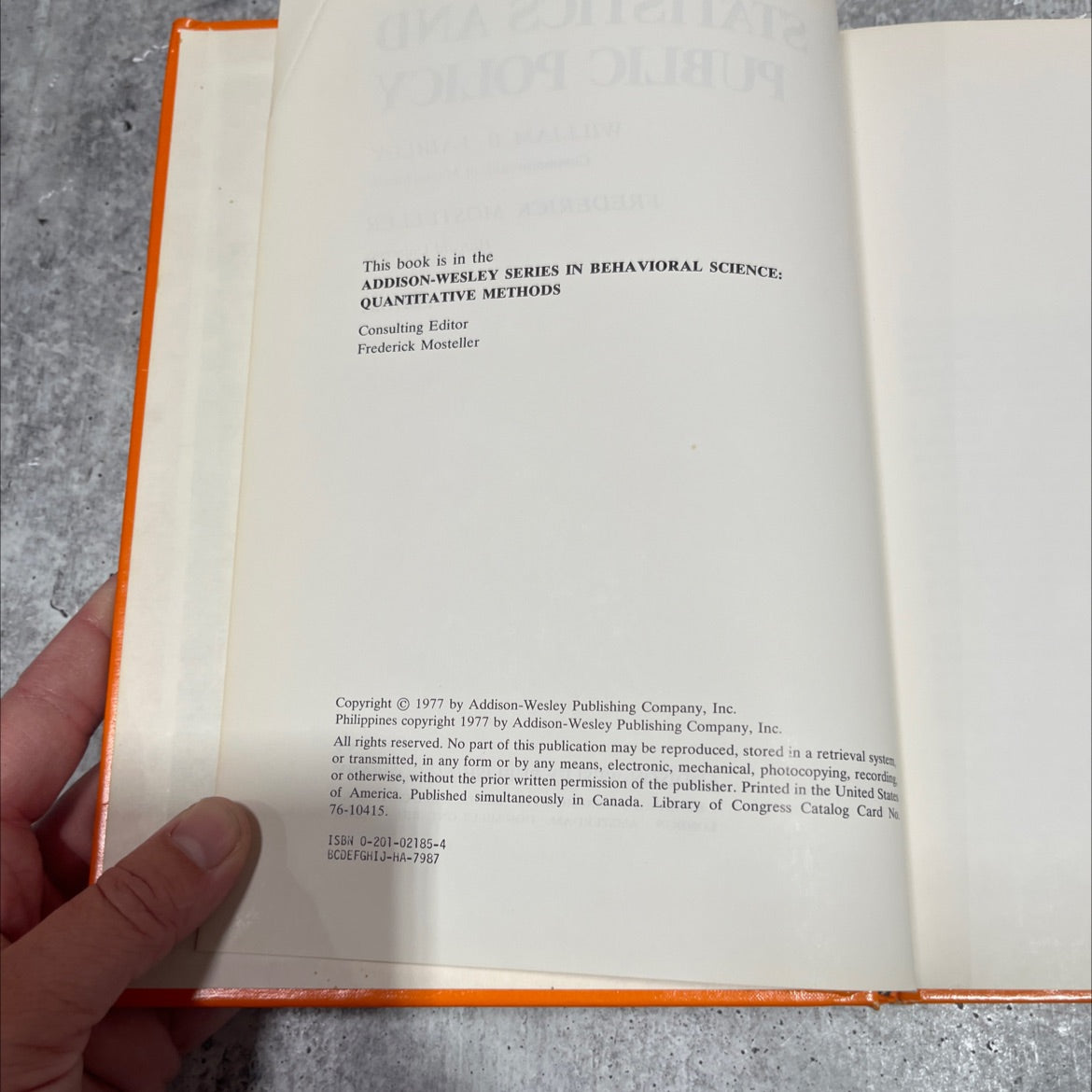 statistics and public policy book, by william b. fairley, frederick mosteller, 1977 Hardcover image 3