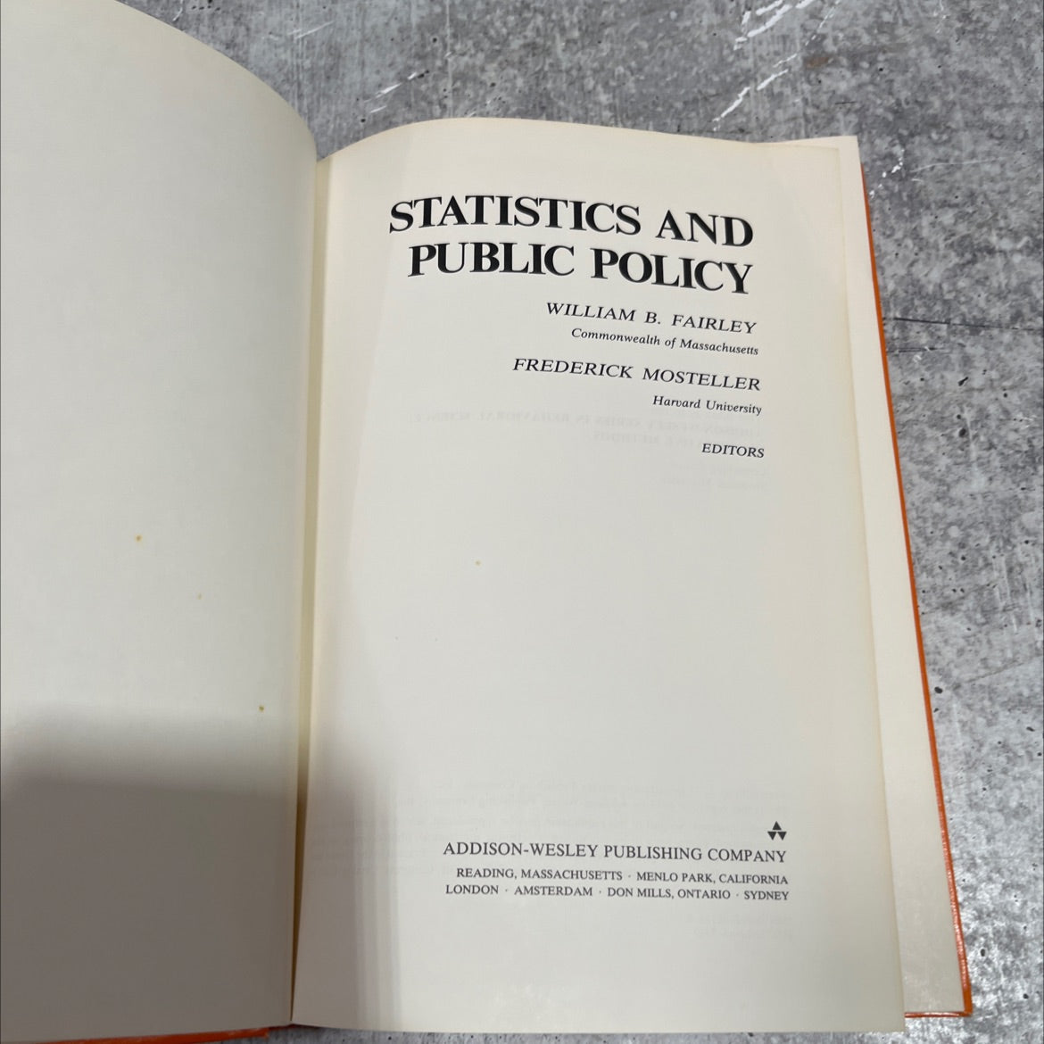 statistics and public policy book, by william b. fairley, frederick mosteller, 1977 Hardcover image 2