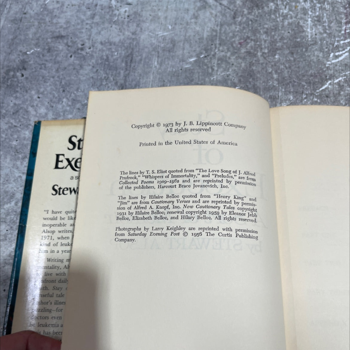 stay of execution a sort of memoir book, by stewart alsop, 1973 Hardcover image 3