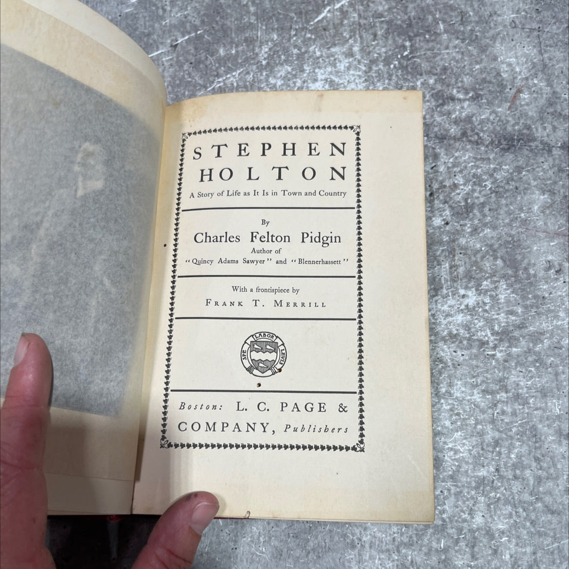 stephen holt on a story of life as it is in town and country book, by charles felton pidgin, 1902 Hardcover image 2