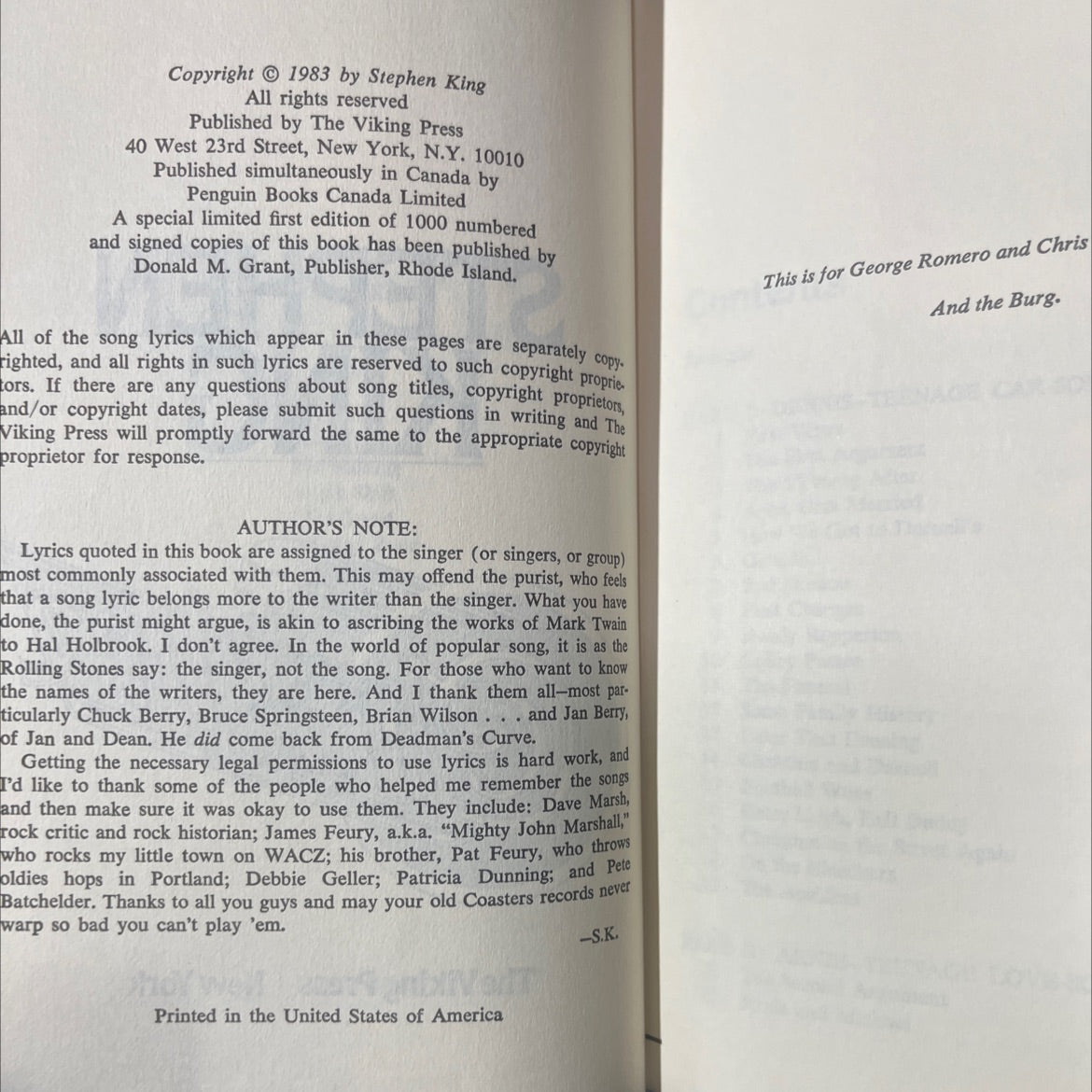 stephen king's songs of the dead book, by Stephen King, 1983 Hardcover image 3