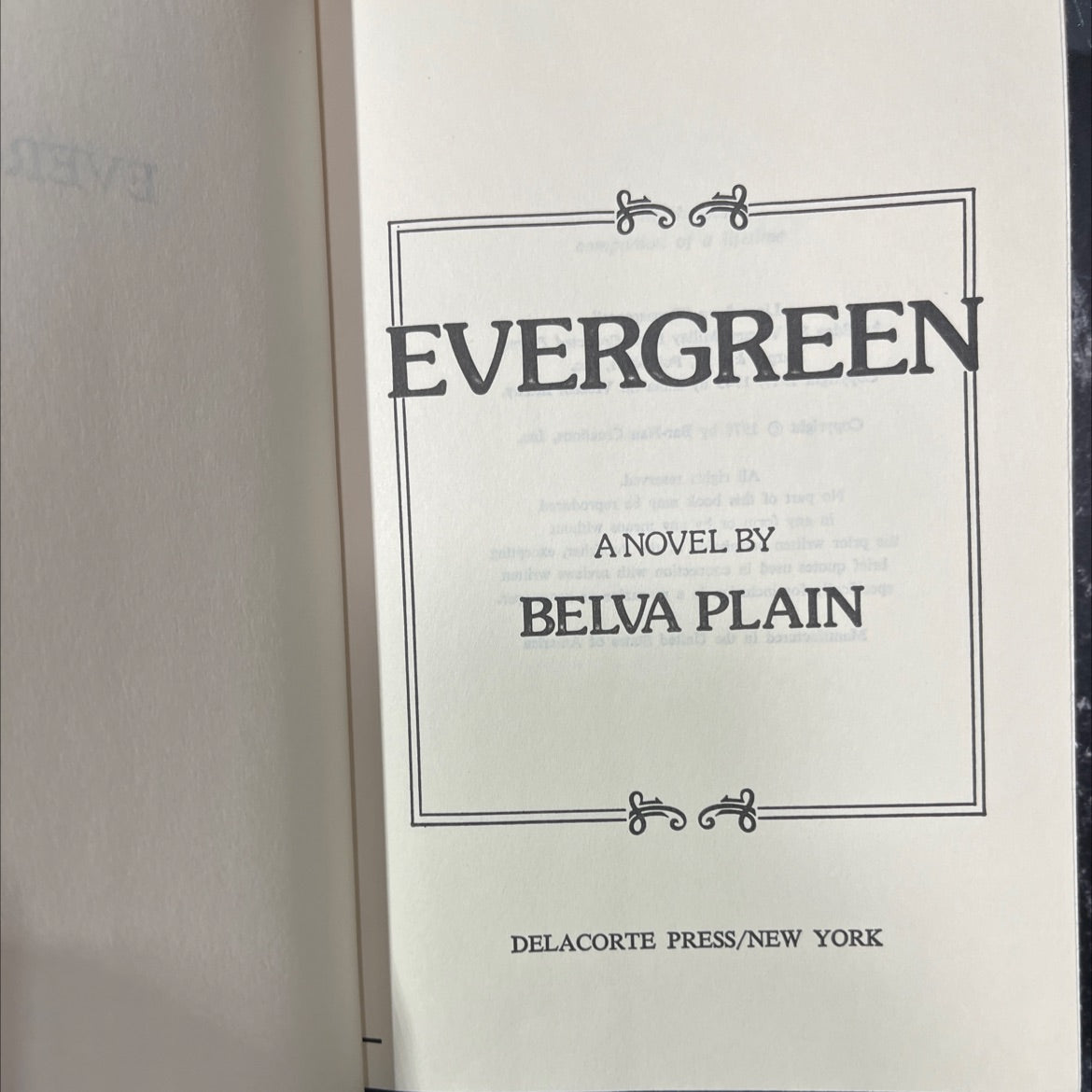 steve evergreen a novel book, by walya diler coitos el bue totoup d belva plain, 1978 Hardcover image 2