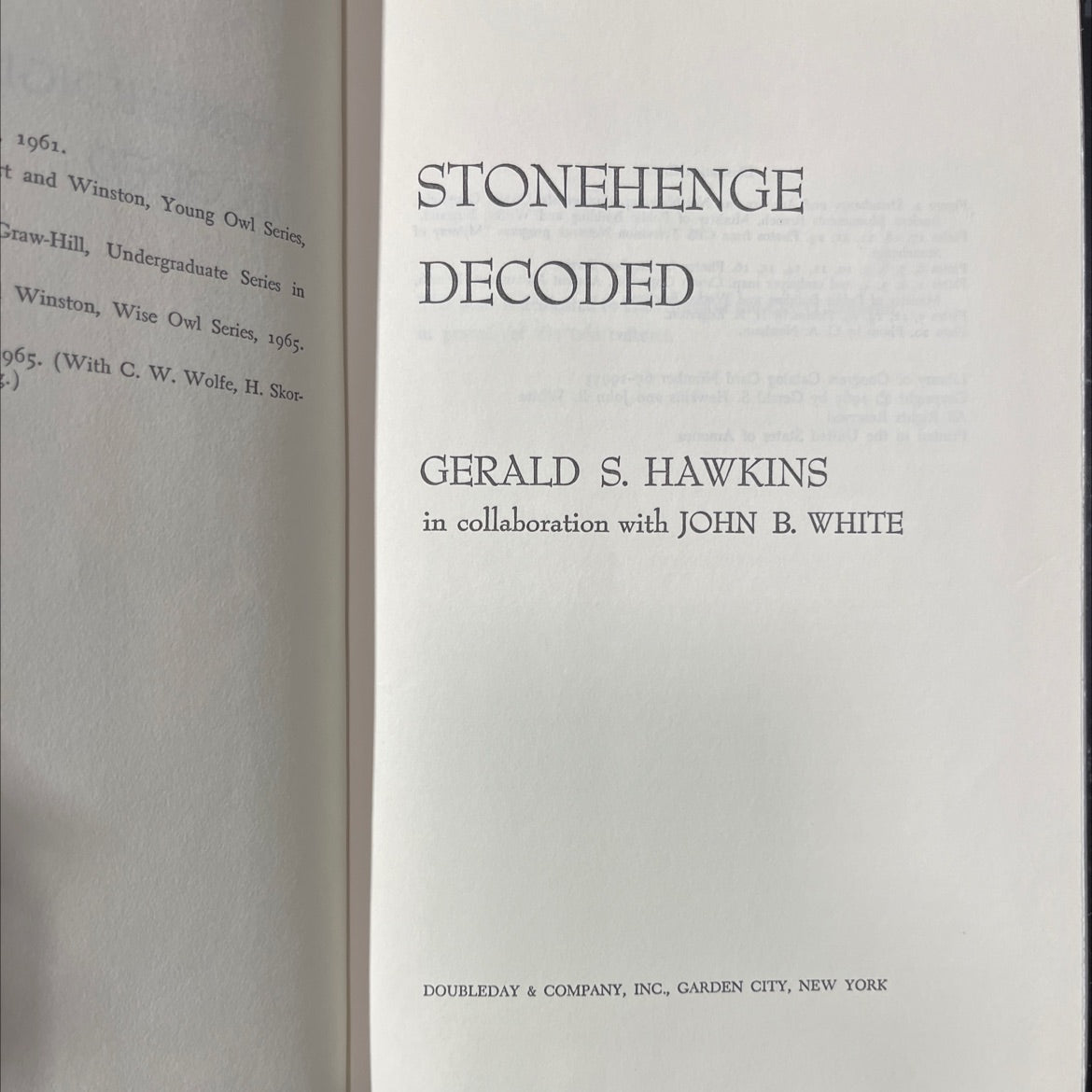 stonehenge decoded book, by gerald s. hawkins, john b. white, 1965 Hardcover image 2